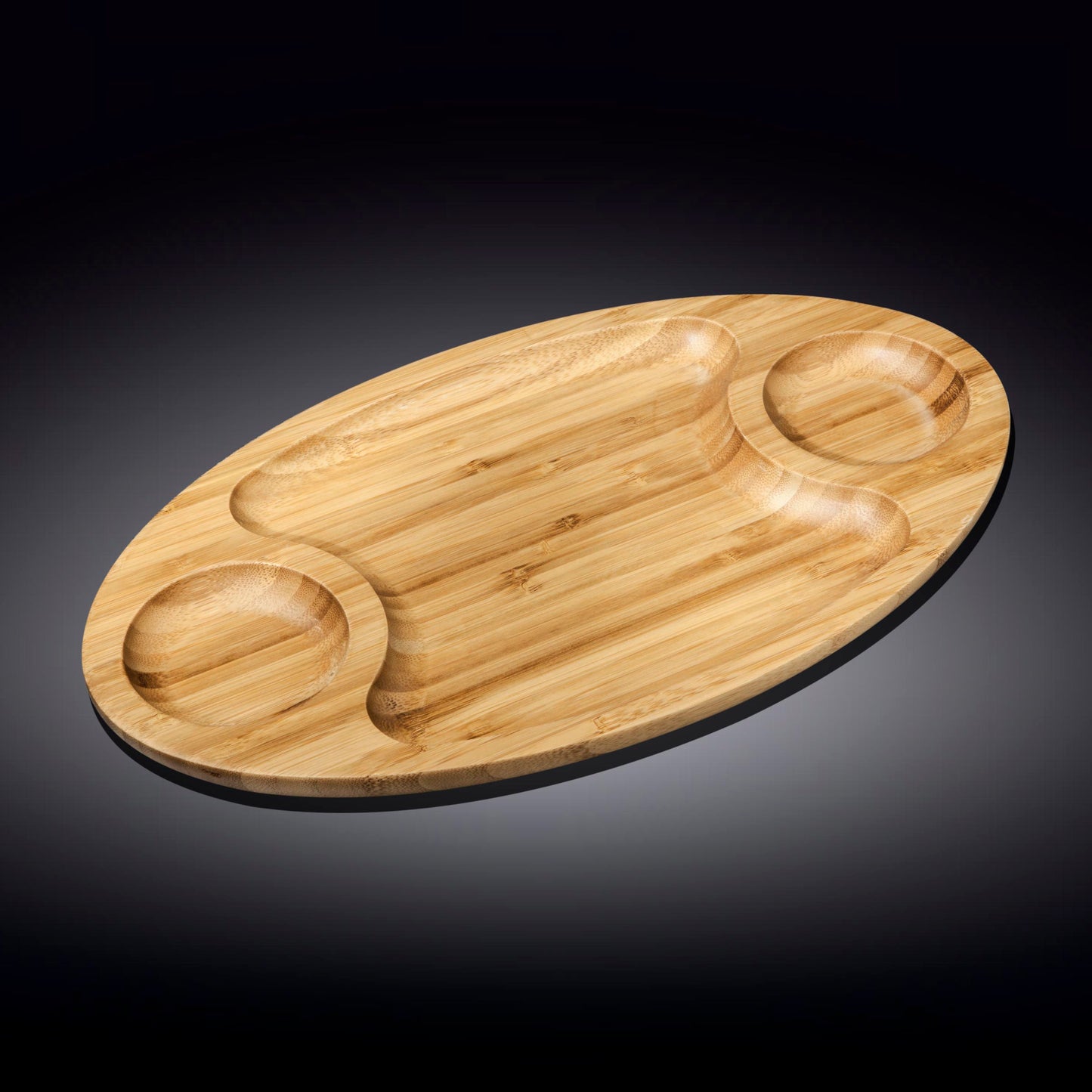 Bamboo 3-Section Serving Platter – 18” x 10” Divided Tray for Appetizers, BBQ, Sliders & Entertaining DC-Wilmax USA