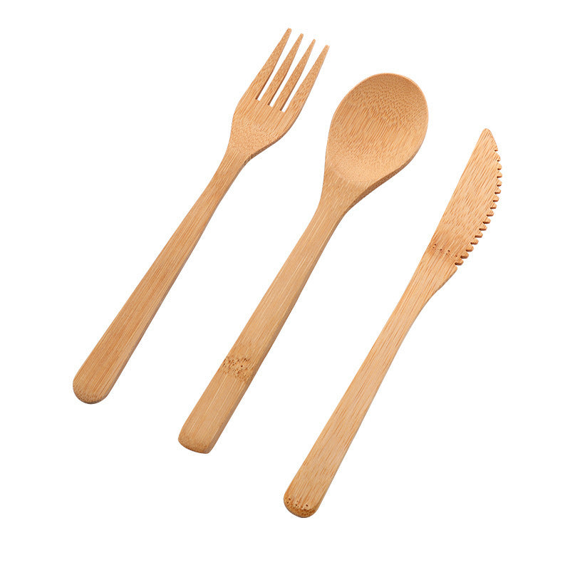EcoGlow Bamboo Cutlery Set – Fork, Knife & Spoon (Reusable & Biodegradable)