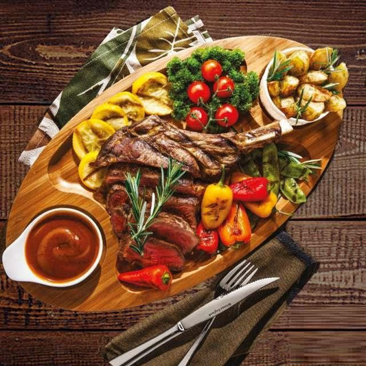 Bamboo 3-Section Serving Platter – 18” x 10” Divided Tray for Appetizers, BBQ, Sliders & Entertaining DC-Wilmax USA