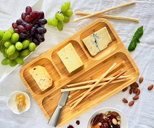 EcoGlow Bamboo Bento Box – 4-Compartment Divided Plate (13” x 9”) DC-Wilmax USA