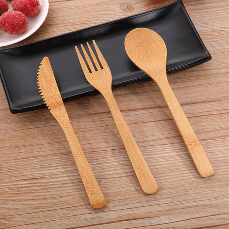 EcoGlow Bamboo Cutlery Set – Fork, Knife & Spoon (Reusable & Biodegradable) EcoGlow Home Living