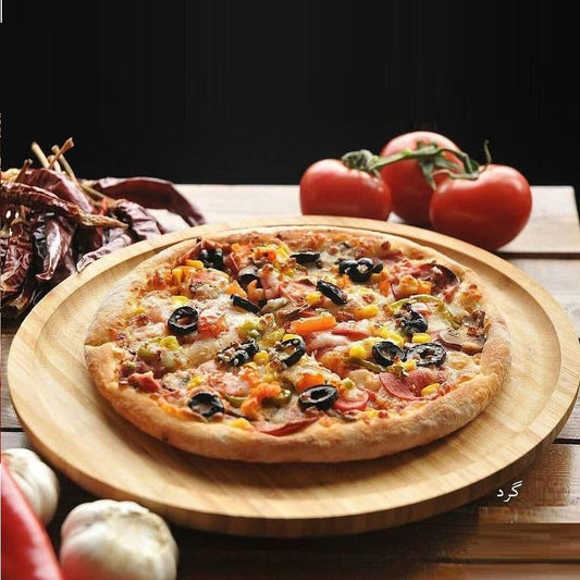 Bamboo Round Serving Platter – 14” Eco-Friendly Board for Pizza, BBQ, Steak & Entertaining DC-Wilmax USA