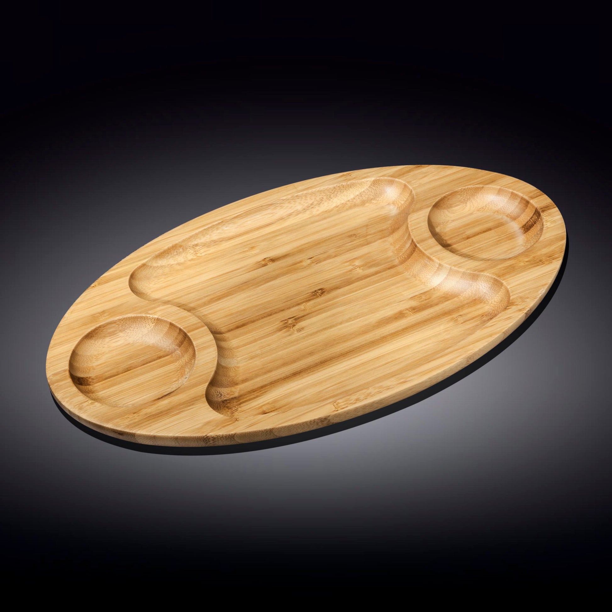 Bamboo 3-Section Serving Platter – 18” x 10” Divided Tray for Appetizers, BBQ, Sliders & Entertaining DC-Wilmax USA