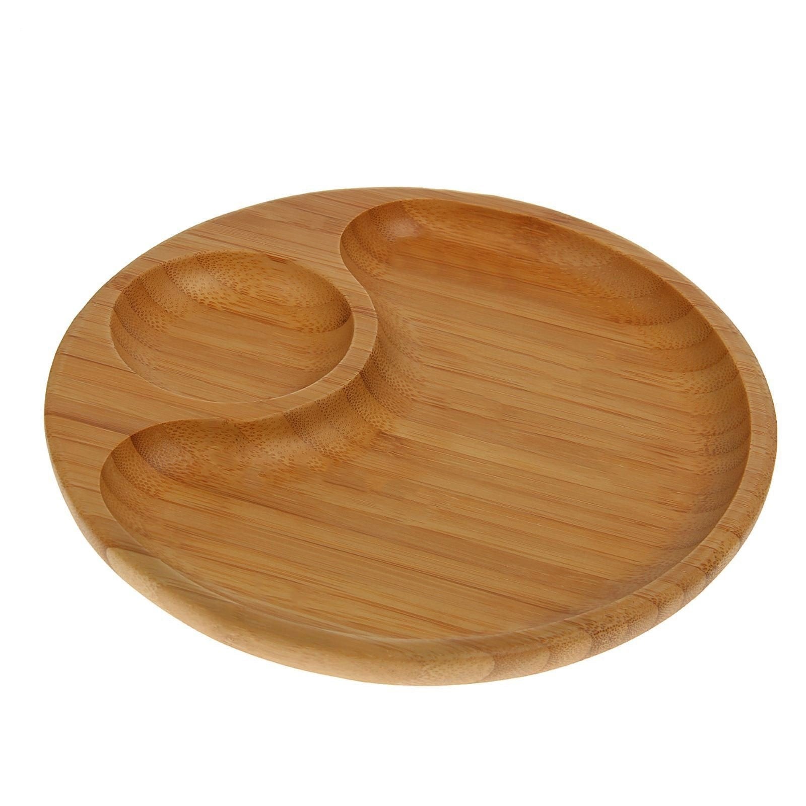 EcoGlow 2-Section Bamboo Platter – 10" Round Serving Tray DC-Wilmax USA