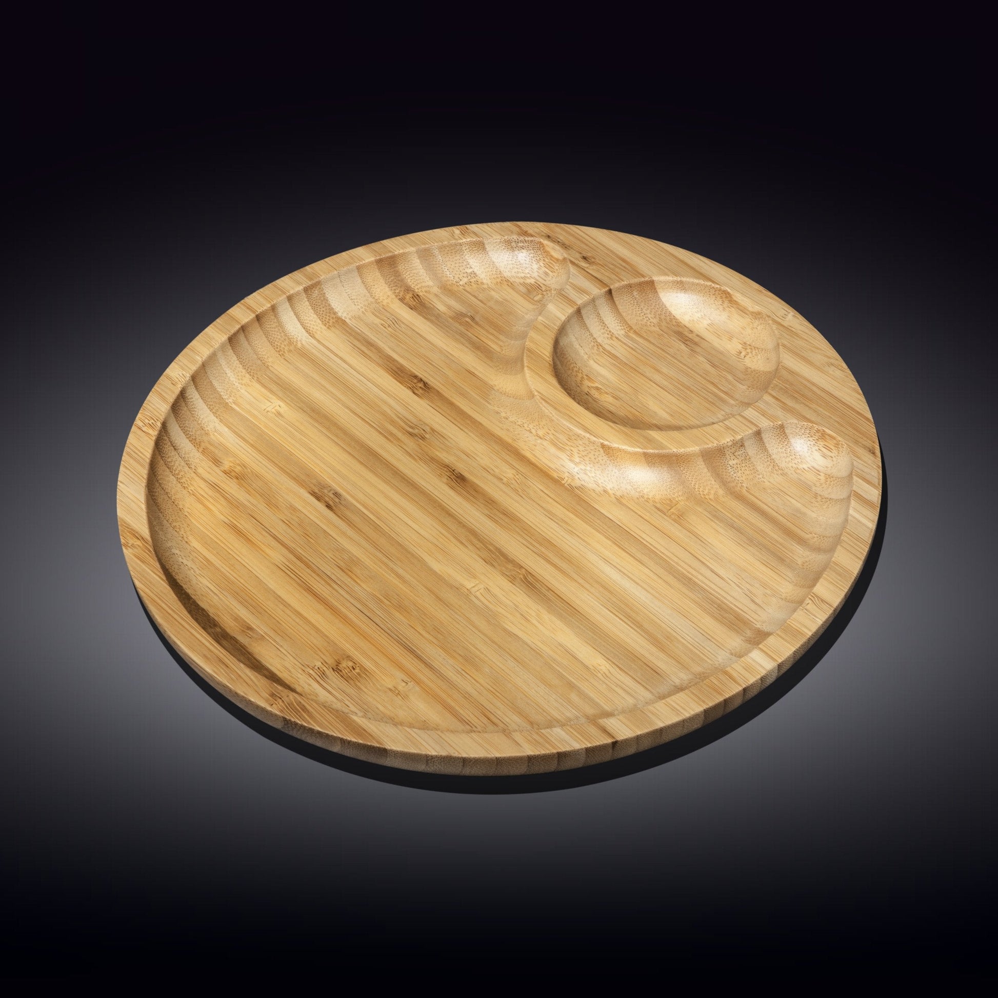 EcoGlow 2-Section Bamboo Platter – 10" Round Serving Tray DC-Wilmax USA