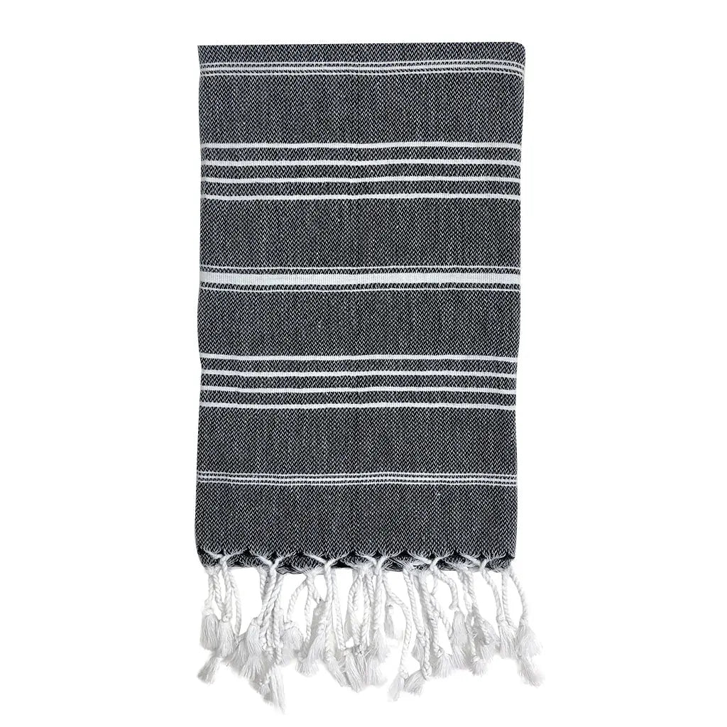 EcoGlow Classic Turkish Hand Towel – Premium Cotton Weave (Set of 2) DC-SLATE + SALT