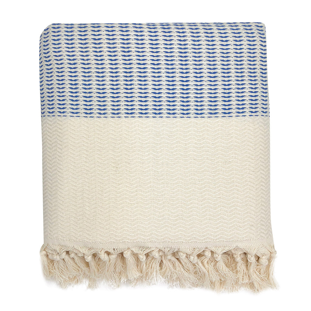 EcoGlow Plush Wavy Turkish Throw Blanket – Ultra-Soft & Lightweight DC-SLATE + SALT