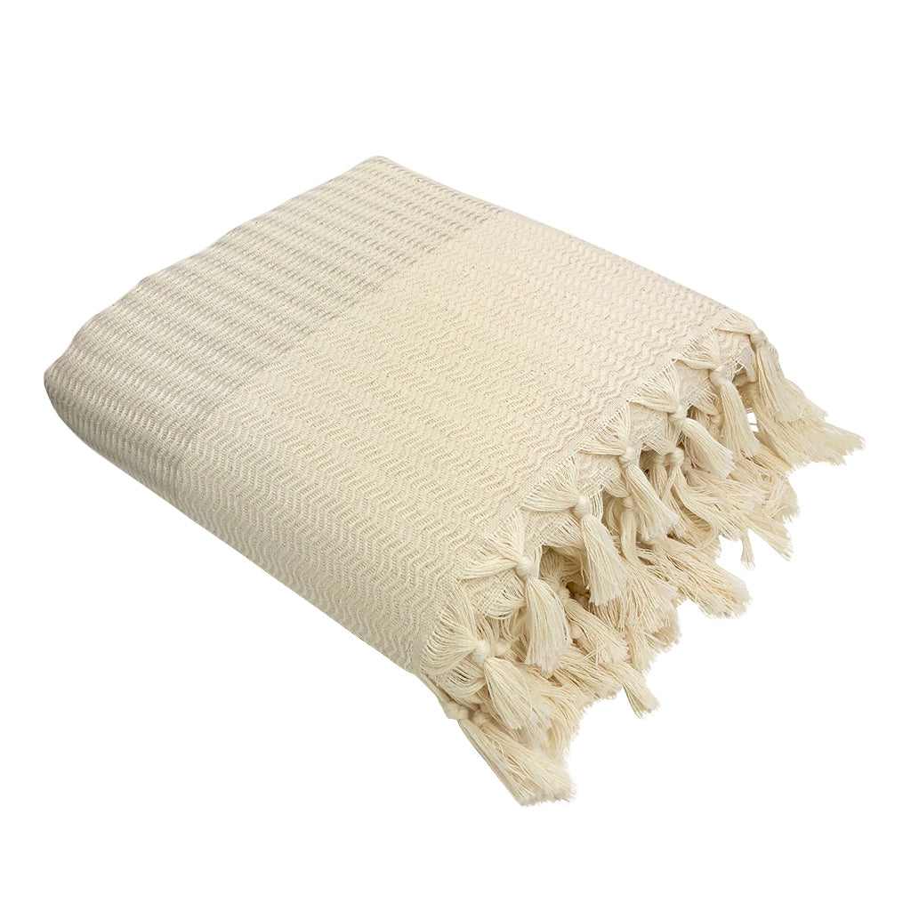 EcoGlow Plush Wavy Turkish Throw Blanket – Ultra-Soft & Lightweight DC-SLATE + SALT