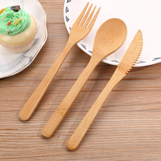 EcoGlow Bamboo Cutlery Set – Fork, Knife & Spoon (Reusable & Biodegradable) EcoGlow Home Living