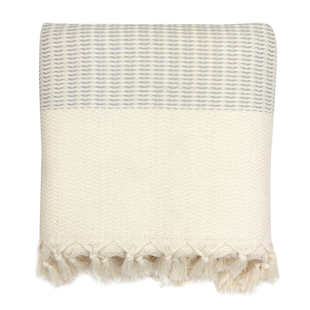 EcoGlow Plush Wavy Turkish Throw Blanket – Ultra-Soft & Lightweight DC-SLATE + SALT