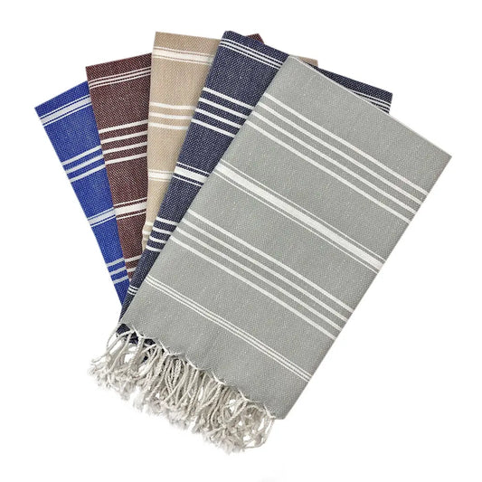 EcoGlow Classic Turkish Hand Towel – Premium Cotton Weave (Set of 2) DC-SLATE + SALT