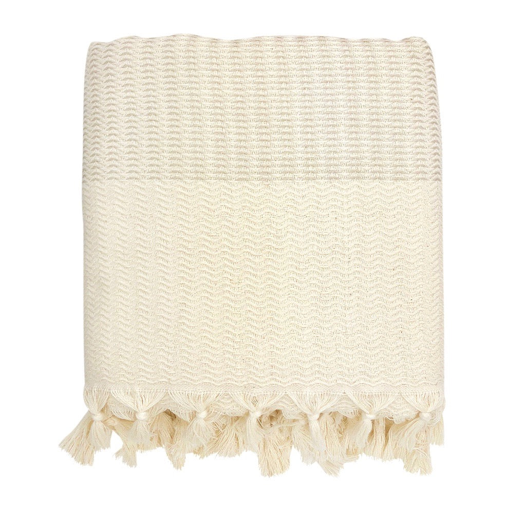 EcoGlow Plush Wavy Turkish Throw Blanket – Ultra-Soft & Lightweight DC-SLATE + SALT